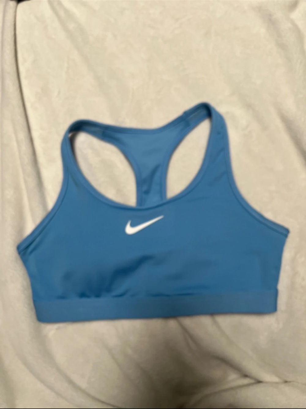 Nike Blue Racerback Sports Bra with White Swoosh